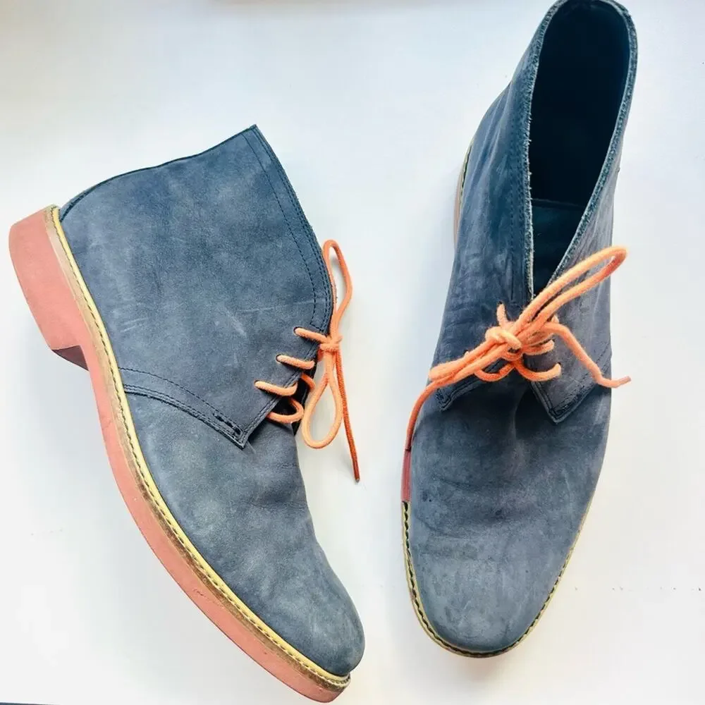 MENS COLE HAAN Navy Blue Suede Leather Chukka Ankle Boots Lace Up Shoes 8.5